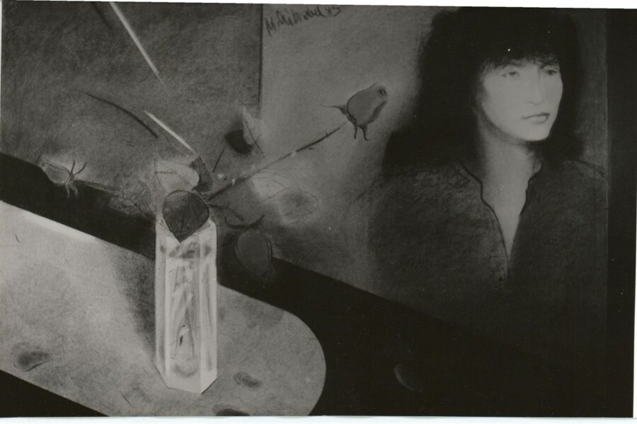 Marcel Dúbravec, Ruže pre Katarínu, cyklus Kvety, 1985, uhel a pastel